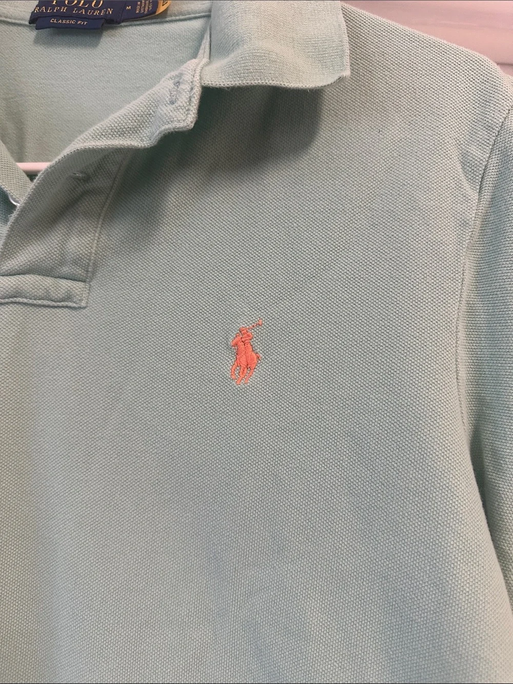 Polo by Ralph Lauren Mint Green Short-Sleeve Polo with Coral Pony